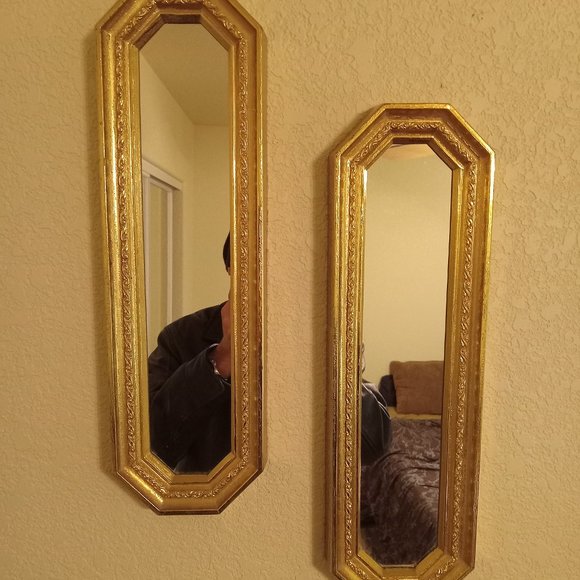 Homco Accents 2 Vintage Home Interiors Gold Rectangle Mirror